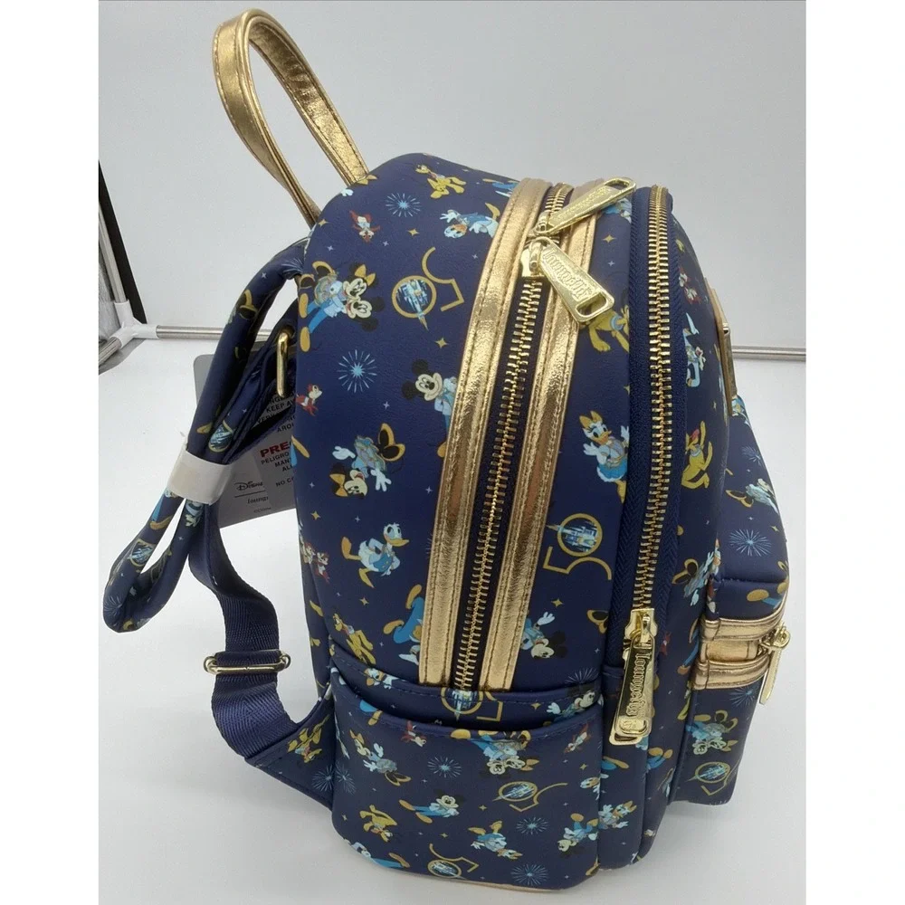 Disney Parks Walt Disney World 50th Anniversary Blue Loungefly Mini Backpack NWT - Picture 10 of 12